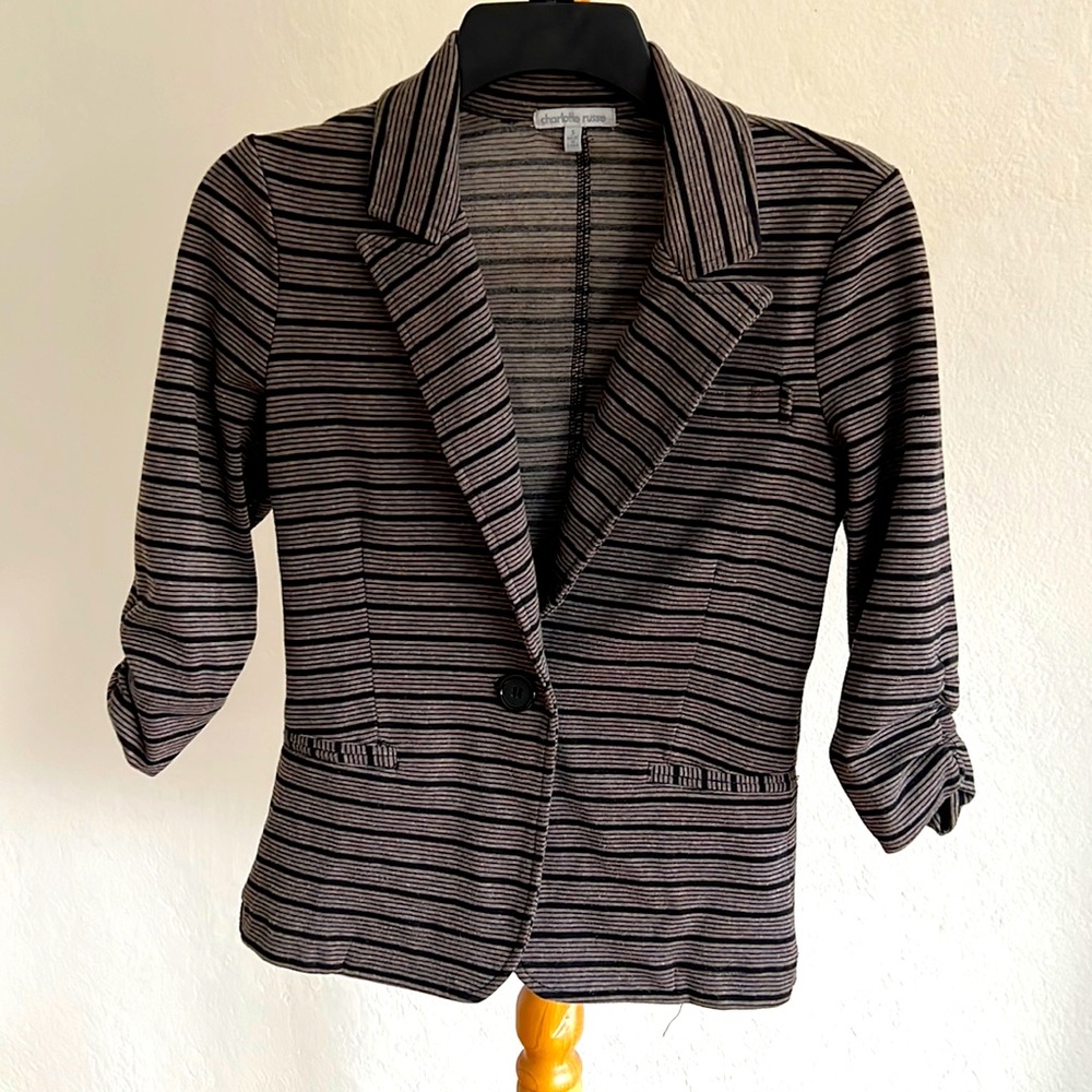 Stylish striped Charlotte Russe blazer with a gathered cuff